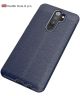 Redmi Note 8 Pro Litchi Kunstleren Textuur TPU Hoesje Blauw