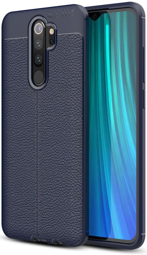 Redmi Note 8 Pro Litchi Kunstleren Textuur TPU Hoesje Blauw afbeelding 1