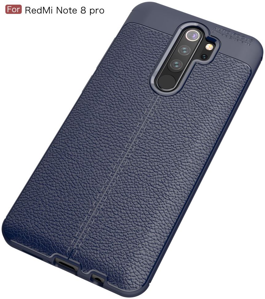 Redmi Note 8 Pro Litchi Kunstleren Textuur TPU Hoesje Blauw afbeelding 2