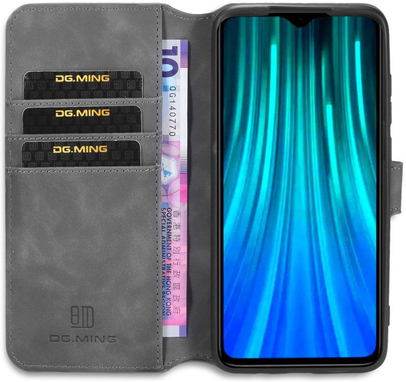 Xiaomi Redmi Note 8 Pro Retro Portemonnee Hoesje Grijs afbeelding 1
