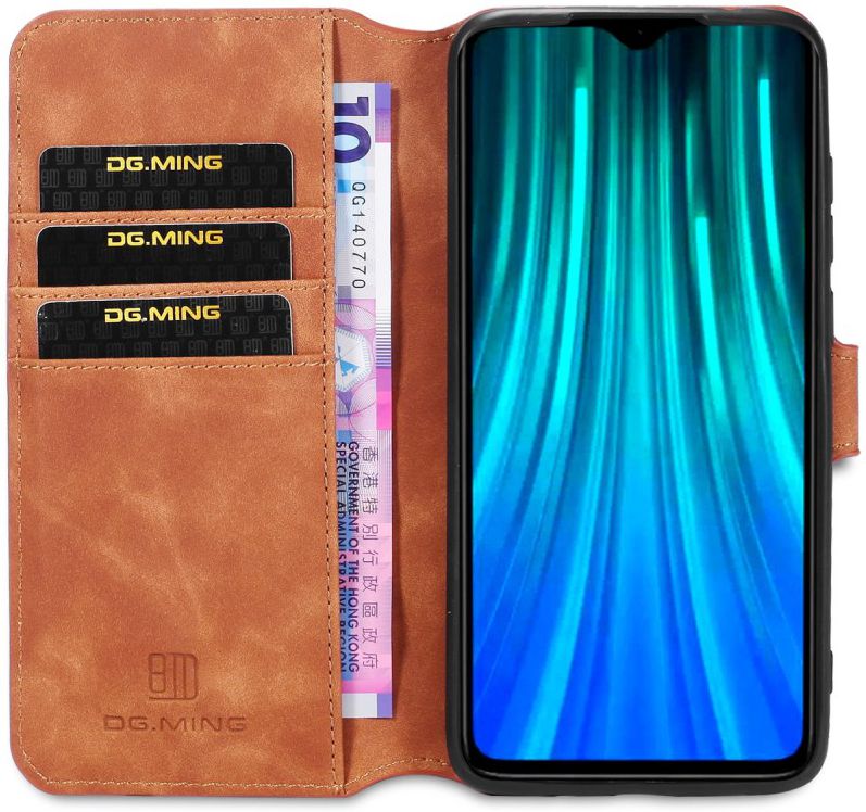 Xiaomi Redmi Note 8 Pro Retro Portemonnee Hoesje Bruin afbeelding 1