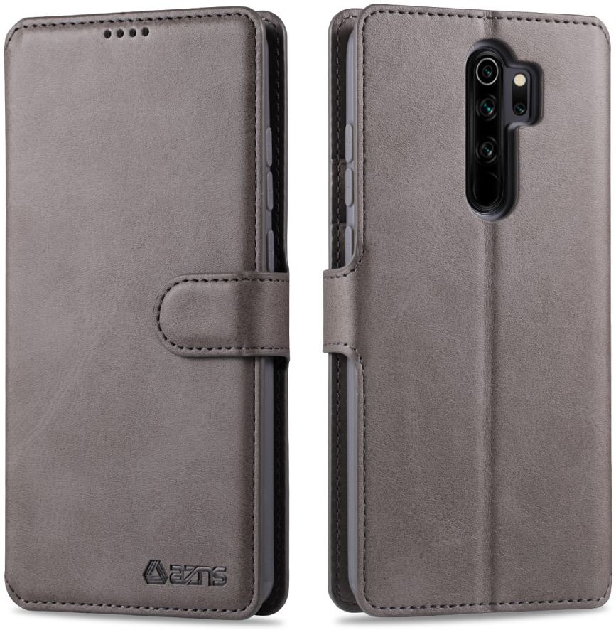Xiaomi Redmi Note 8 Pro AZNS Portemonnee Stand Hoesje Grijs afbeelding 2