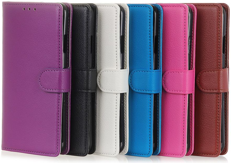 Alcatel 3X 2019 Litchi Skin Leren Portemonnee Hoesje Zwart afbeelding 8