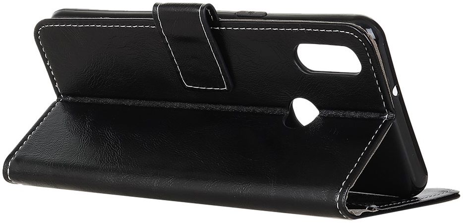 Alcatel 3X 2019 Crazy Horse Leren Portemonnee Hoesje Zwart afbeelding 4