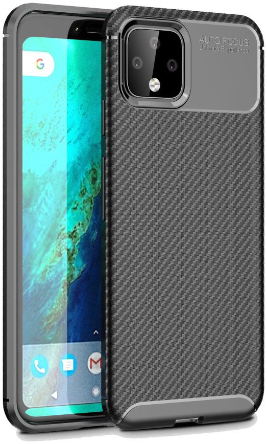 Google Pixel 4 XL Siliconen Carbon Hoesje Zwart afbeelding 1
