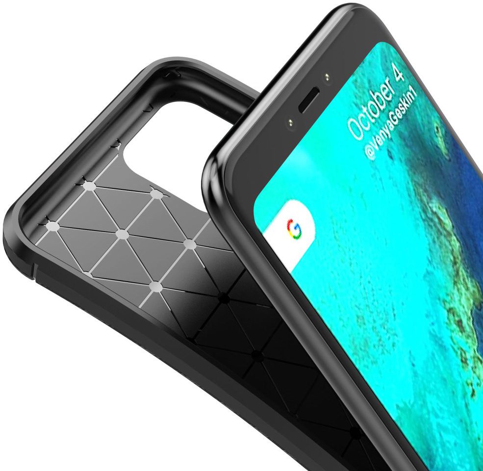 Google Pixel 4 XL Siliconen Carbon Hoesje Zwart afbeelding 5