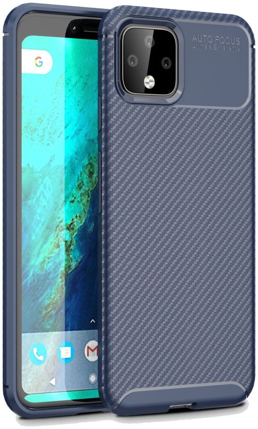 Google Pixel 4 XL Siliconen Carbon Hoesje Blauw afbeelding 1