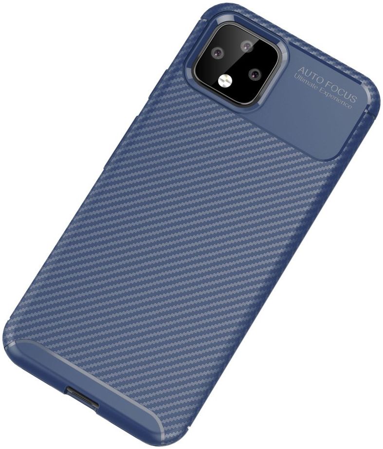 Google Pixel 4 XL Siliconen Carbon Hoesje Blauw afbeelding 2
