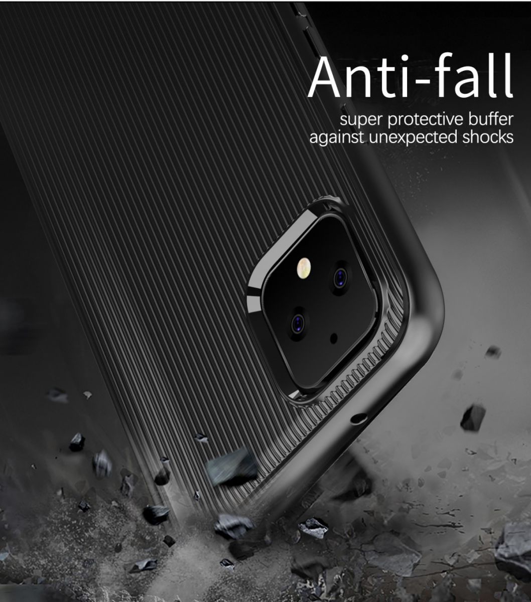 Google Pixel 4 Strepen Textuur TPU Hoesje Zwart afbeelding 4