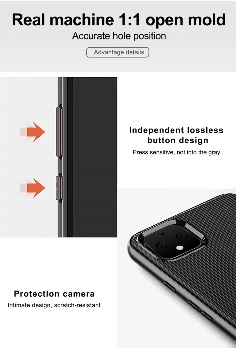 Google Pixel 4 Strepen Textuur TPU Hoesje Zwart afbeelding 8