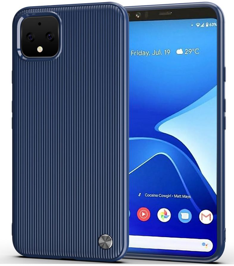 Google Pixel 4 XL Strepen Textuur TPU Hoesje Blauw afbeelding 1