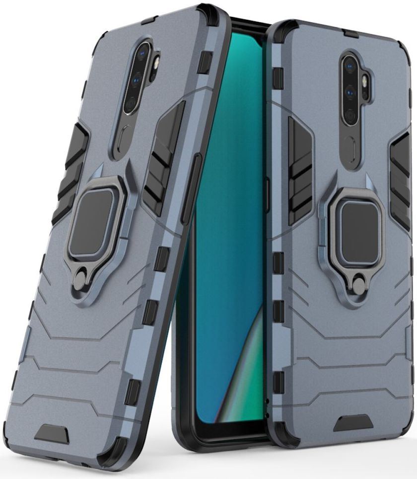 Oppo A5 / A9 (2020) Hybride Hoesje met Kickstand Ring Blauw afbeelding 2