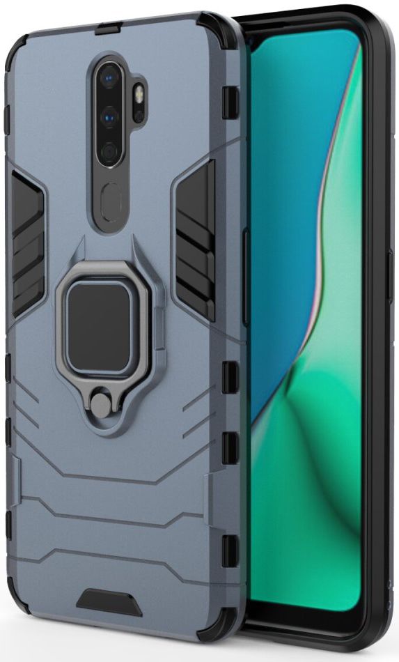 Oppo A5 / A9 (2020) Hybride Hoesje met Kickstand Ring Blauw afbeelding 1