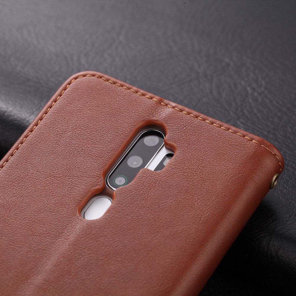 AZNS Oppo A5 / A9 2020 Portemonnee Stand Hoesje Bruin afbeelding 3