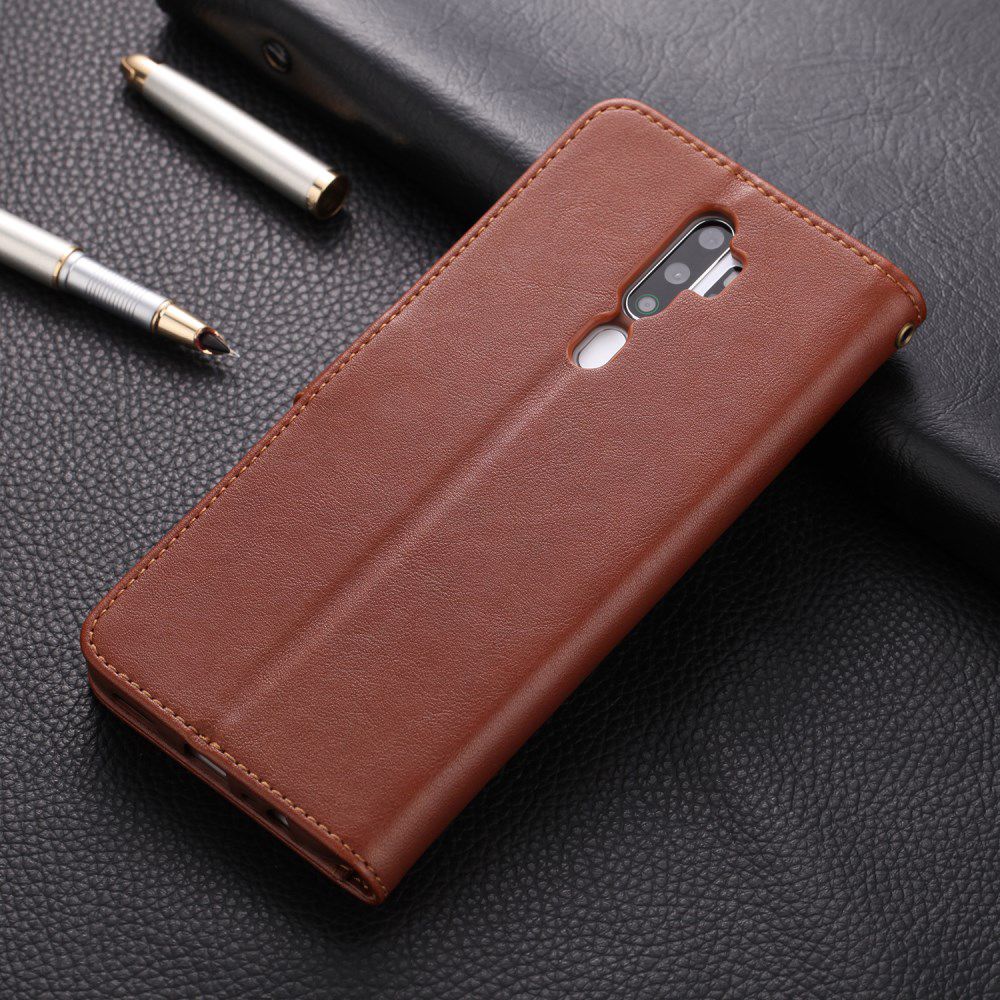 AZNS Oppo A5 / A9 2020 Portemonnee Stand Hoesje Bruin afbeelding 2