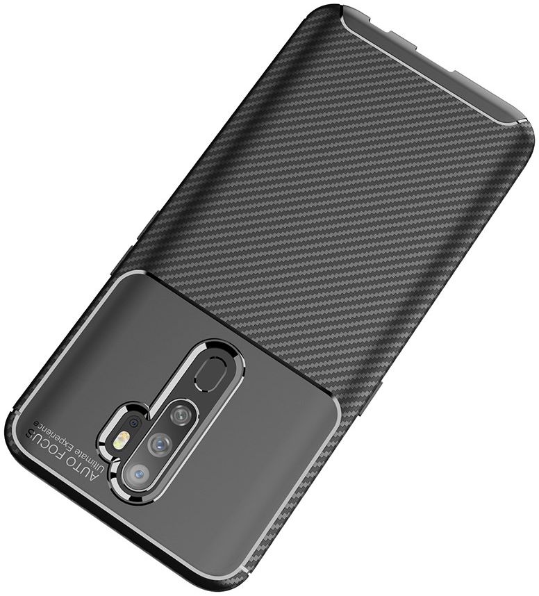 Oppo A5 / A9 2020 Siliconen Carbon Hoesje Zwart afbeelding 8