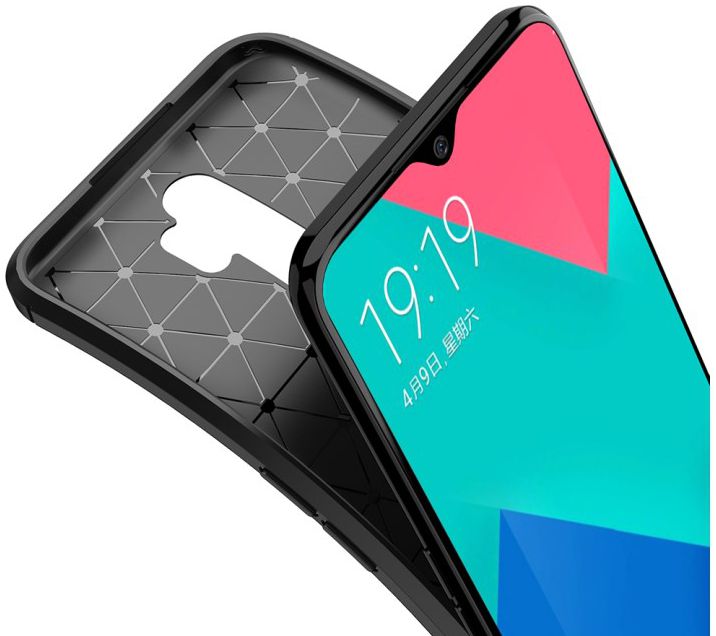Oppo A5 / A9 2020 Siliconen Carbon Hoesje Zwart afbeelding 9