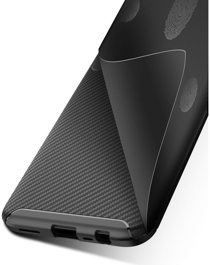 Oppo A5 / A9 2020 Siliconen Carbon Hoesje Zwart afbeelding 5