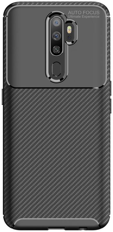 Oppo A5 / A9 2020 Siliconen Carbon Hoesje Zwart afbeelding 7