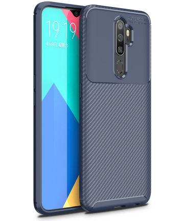 Oppo A5 / A9 2020 Siliconen Carbon Hoesje Blauw Hoesjes