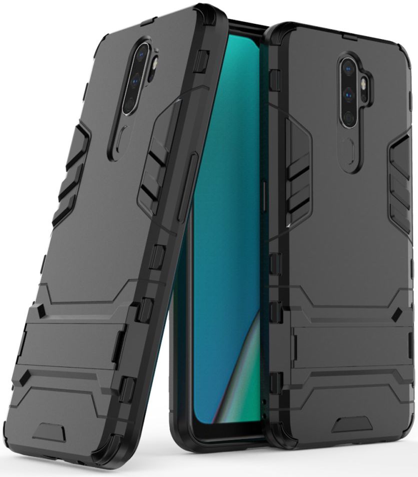 Oppo A9 (2020) Hybrid Kickstand Hoesje Zwart afbeelding 2