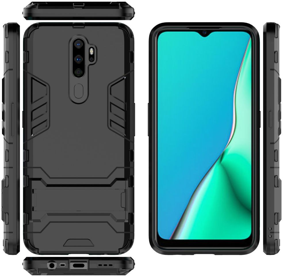 Oppo A9 (2020) Hybrid Kickstand Hoesje Zwart afbeelding 9