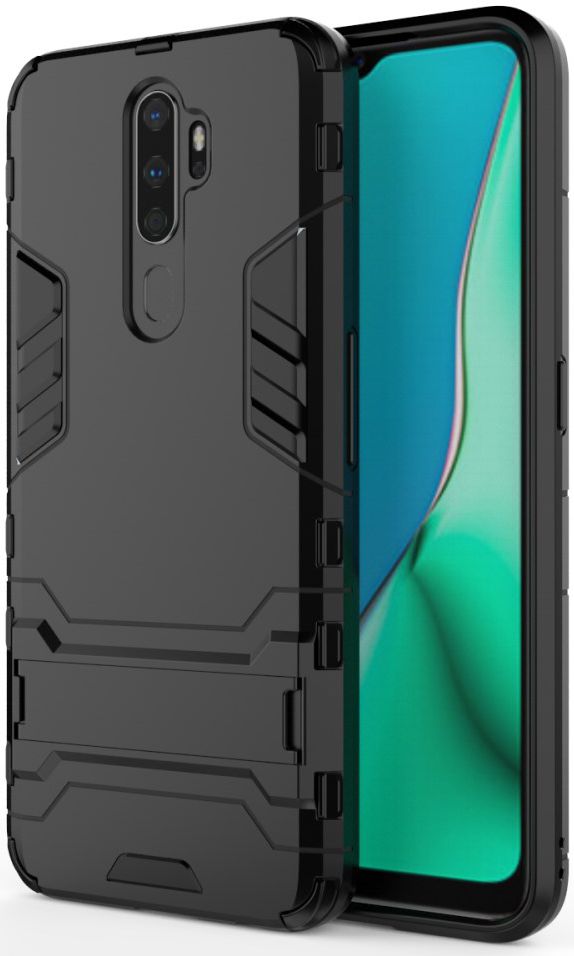 Oppo A9 (2020) Hybrid Kickstand Hoesje Zwart afbeelding 1