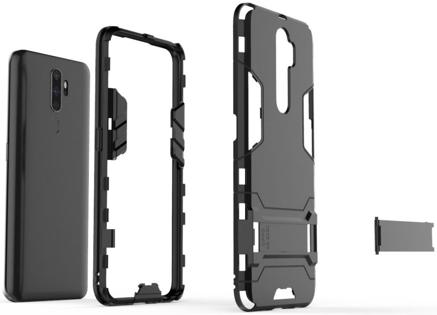 Oppo A9 (2020) Hybrid Kickstand Hoesje Zwart afbeelding 4