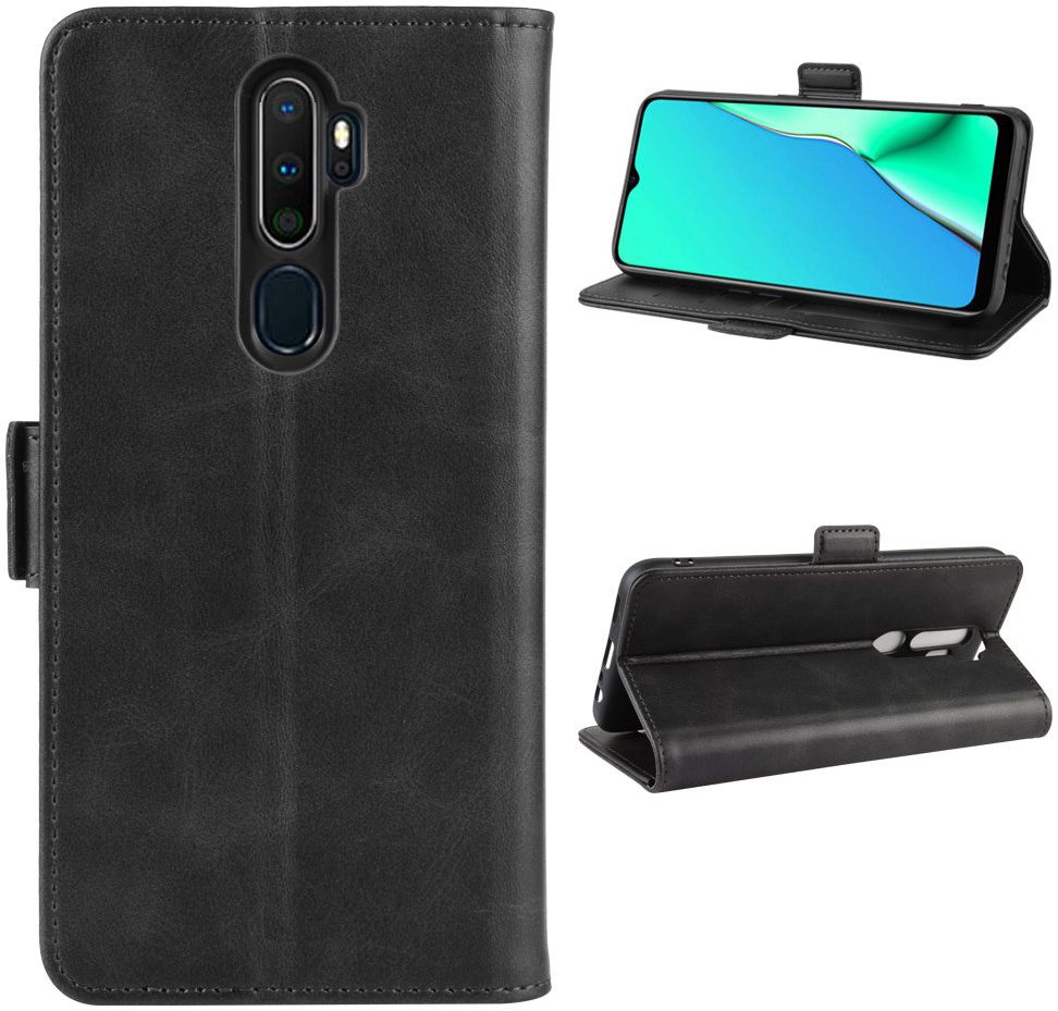 Oppo A5 / A9 (2020) Stand Portemonnee Hoesje Zwart afbeelding 3
