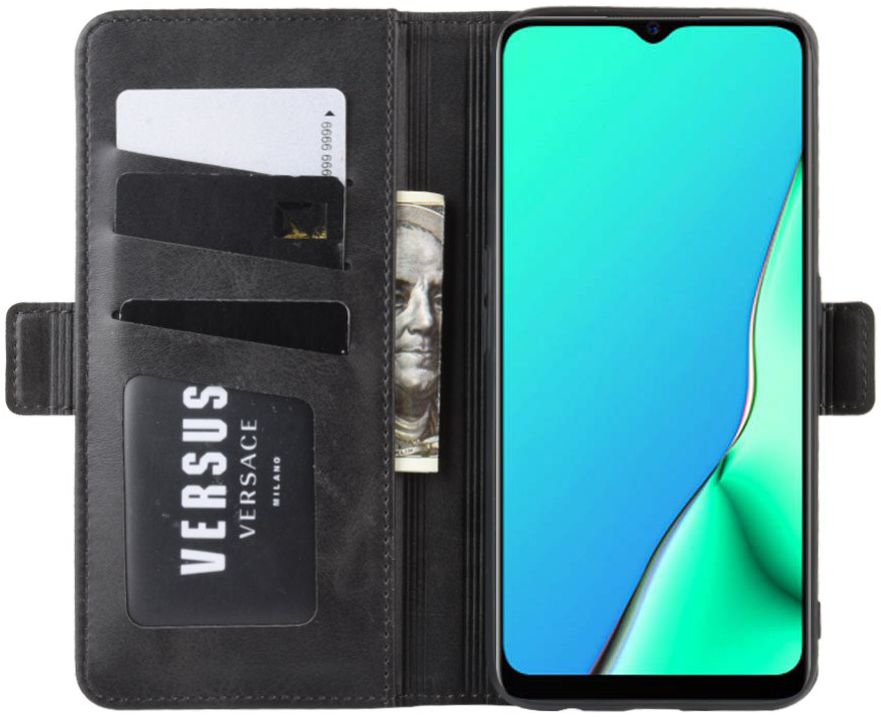 Oppo A5 / A9 (2020) Stand Portemonnee Hoesje Zwart afbeelding 1