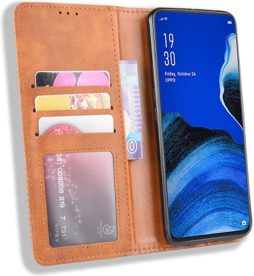 OPPO Reno 2Z Vintage Portemonnee Hoesje Bruin afbeelding 1