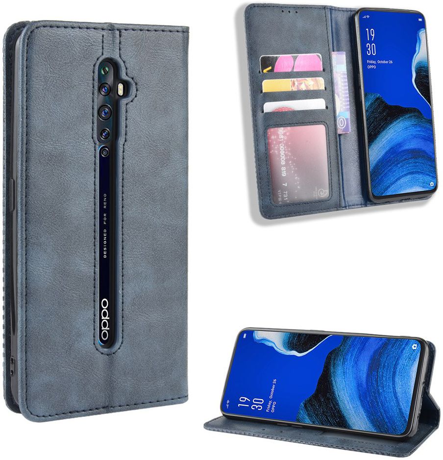 OPPO Reno 2Z Vintage Portemonnee Hoesje Blauw afbeelding 4