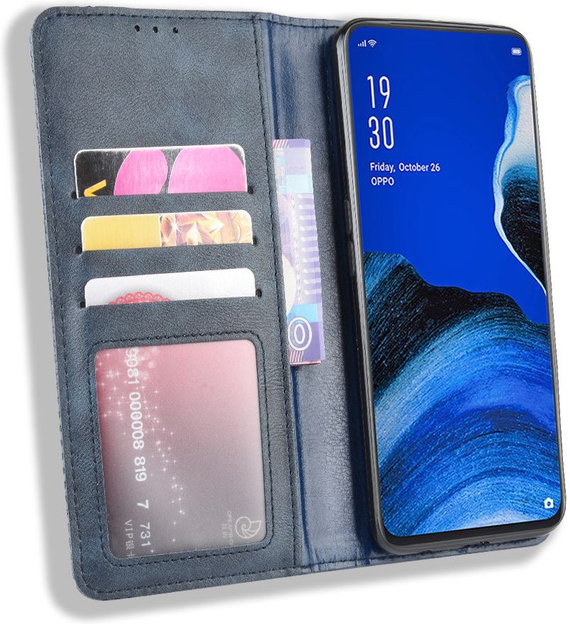 OPPO Reno 2Z Vintage Portemonnee Hoesje Blauw afbeelding 1