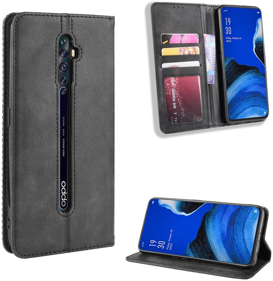 OPPO Reno 2Z Vintage Portemonnee Hoesje Zwart afbeelding 3