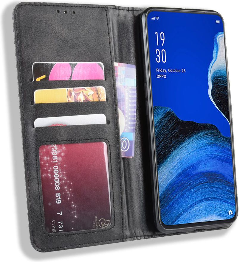 OPPO Reno 2Z Vintage Portemonnee Hoesje Zwart afbeelding 1