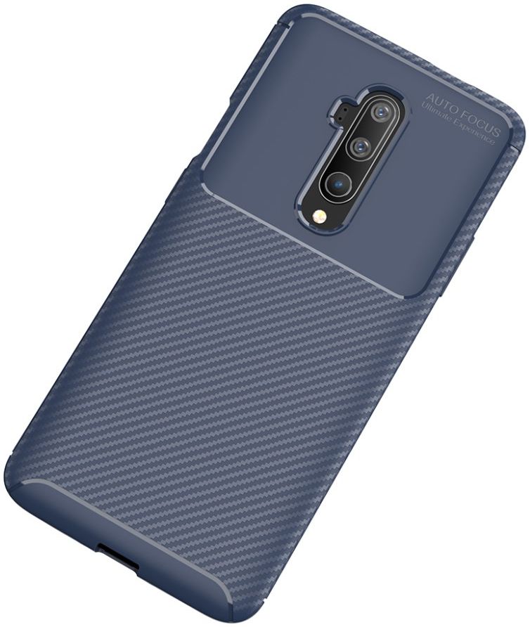 OnePlus 7T Pro Siliconen Carbon Hoesje Blauw afbeelding 2