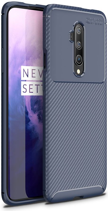OnePlus 7T Pro Siliconen Carbon Hoesje Blauw afbeelding 1