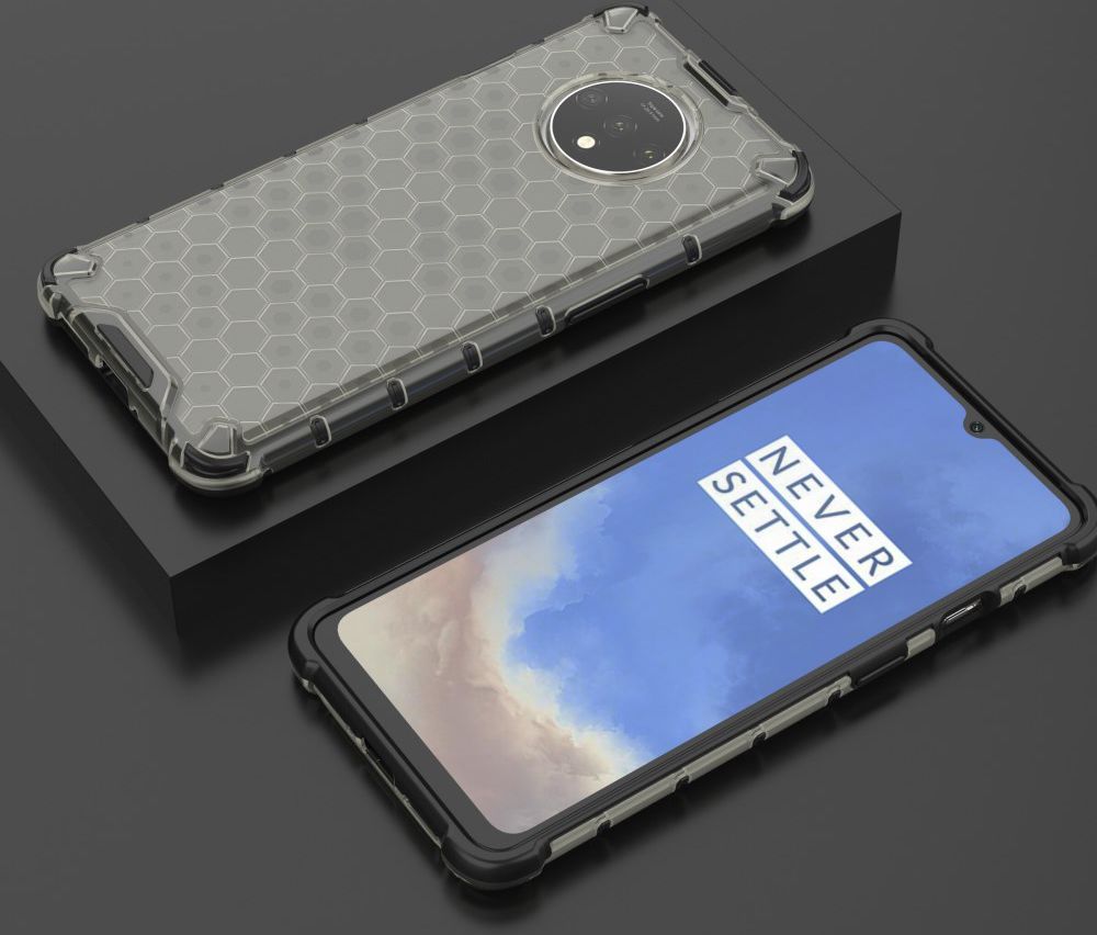 OnePlus 7T Hybride Honinggraat Hoesje Zwart afbeelding 3