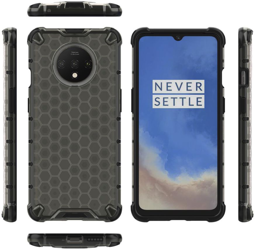OnePlus 7T Hybride Honinggraat Hoesje Zwart afbeelding 4