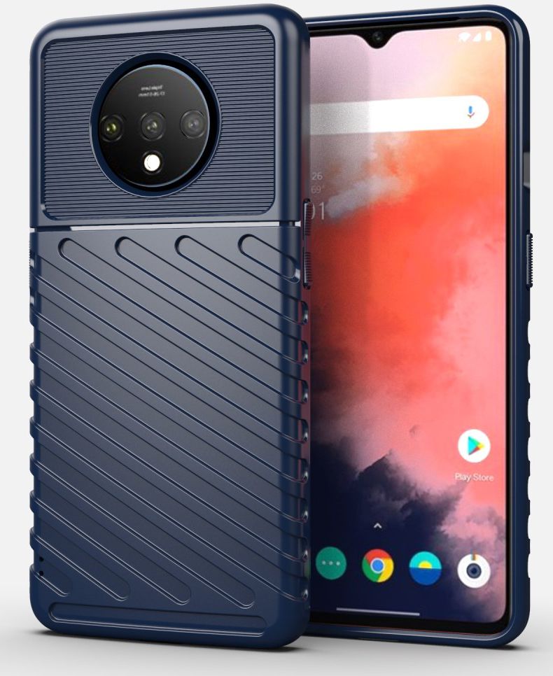 OnePlus 7T Twill Texture Hoesje Blauw afbeelding 1