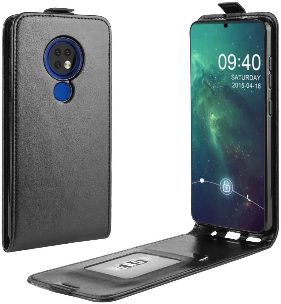 Nokia 6.2 / 7.2 Verticale Flipcase Zwart afbeelding 1