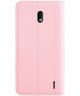 Nokia 2.2 Portemonnee Hoesje met Bladeren Roze