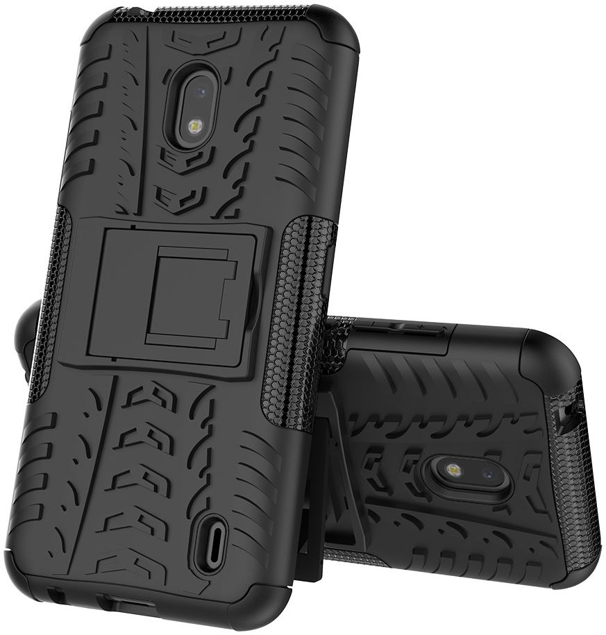 Nokia 2.2 Robuust Hybride Hoesje Zwart afbeelding 2