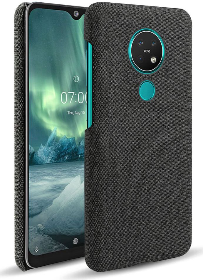 Nokia 7.2 Stof Hard Back Cover Zwart afbeelding 1