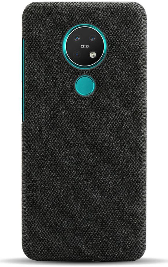 Nokia 7.2 Stof Hard Back Cover Zwart afbeelding 3