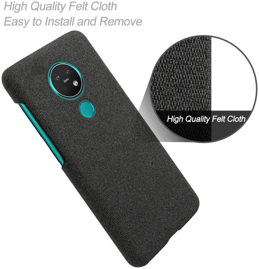 Nokia 7.2 Stof Hard Back Cover Zwart afbeelding 5