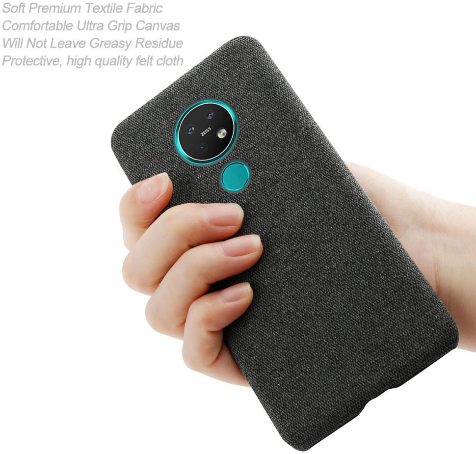 Nokia 7.2 Stof Hard Back Cover Zwart afbeelding 4