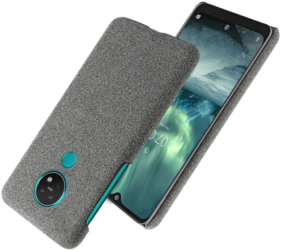 Nokia 7.2 Stof Hard Back Cover Grijs afbeelding 2
