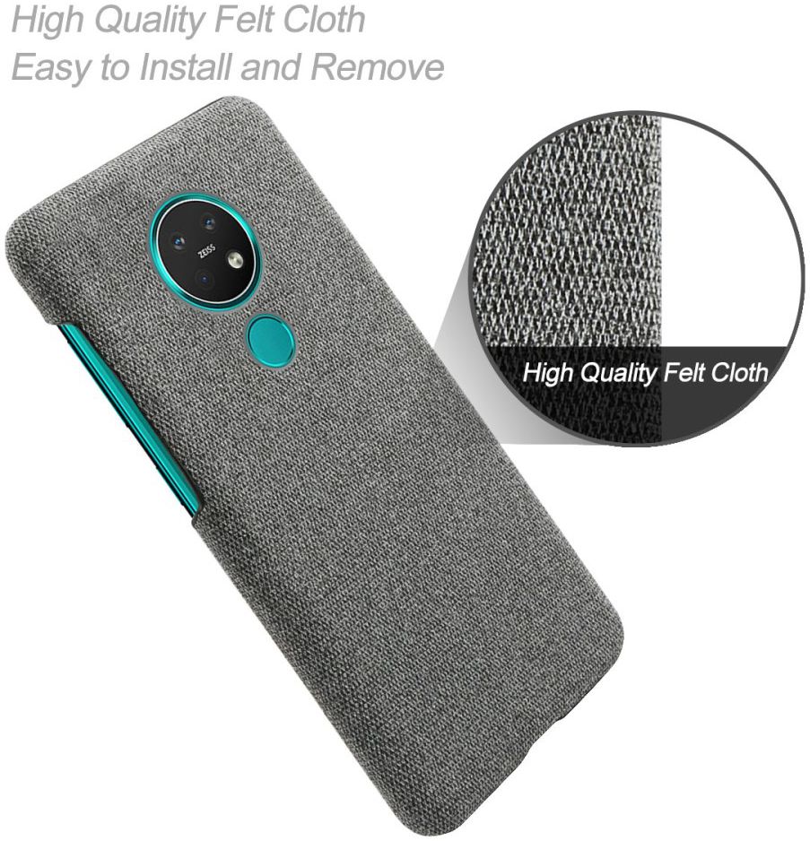 Nokia 7.2 Stof Hard Back Cover Grijs afbeelding 4