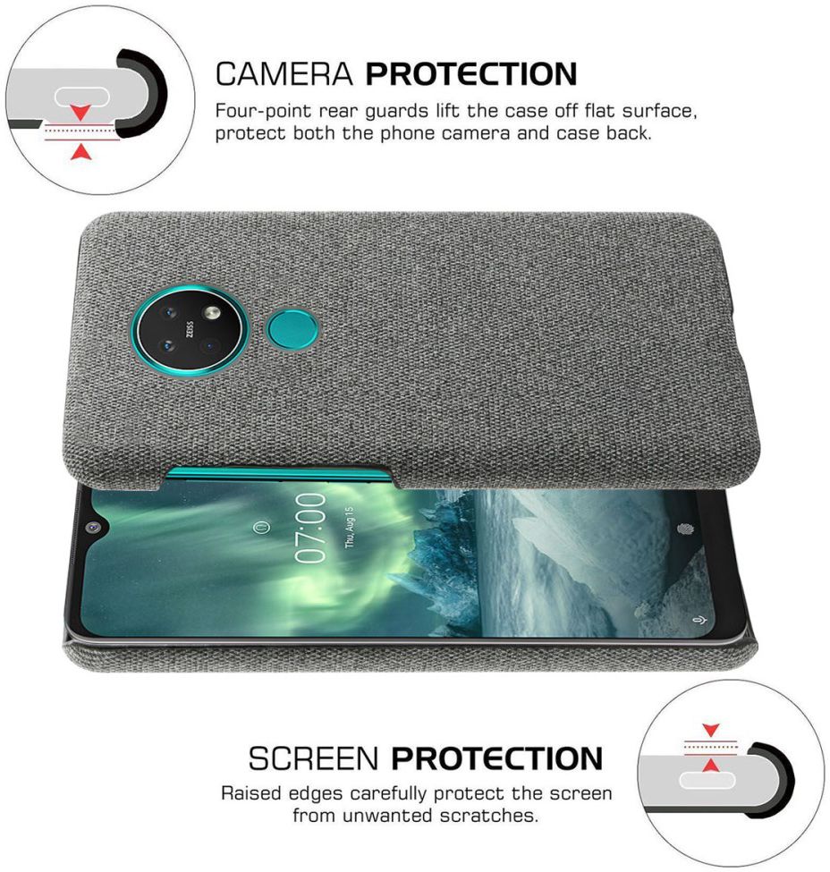 Nokia 7.2 Stof Hard Back Cover Grijs afbeelding 5